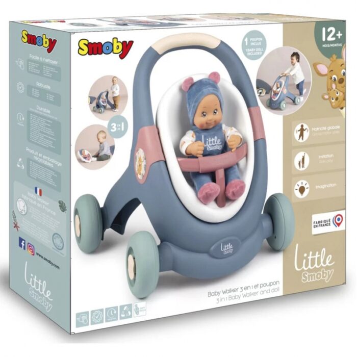 SMOBY Little Chodzik Pchacz 3w1 Wózek dla Dzieci + Lalka Bobas - obrazek 8