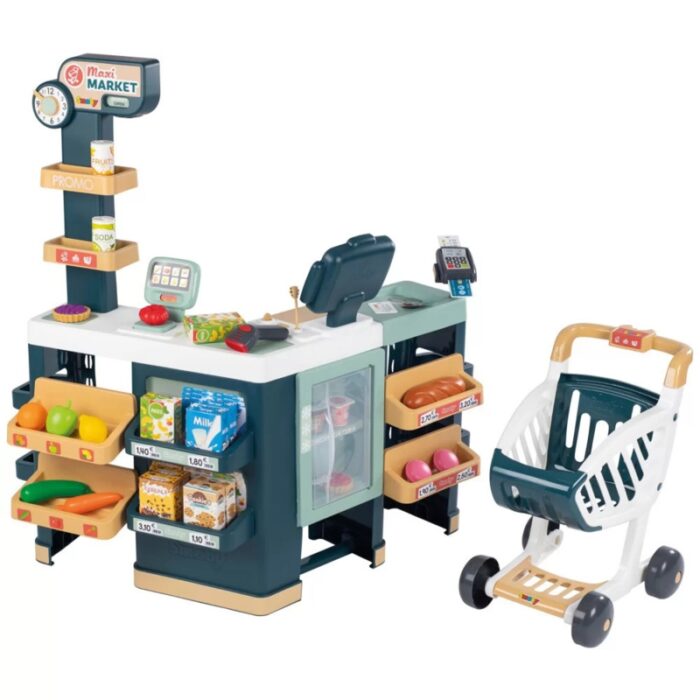 SMOBY Maximarket Wózek Elektroniczną Kasą ze Skanerem Waga i Lodówka - obrazek 3
