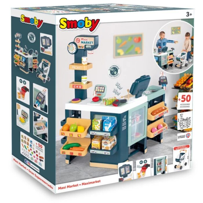 SMOBY Maximarket Wózek Elektroniczną Kasą ze Skanerem Waga i Lodówka - obrazek 6