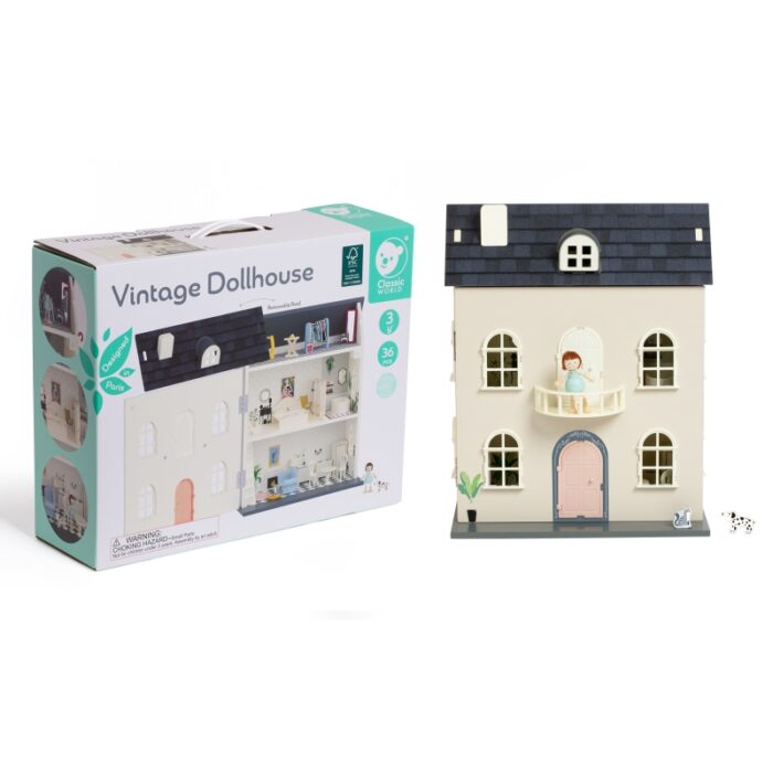 CLASSIC WORLD Drewniany Domek dla Lalek Vintage - obrazek 7