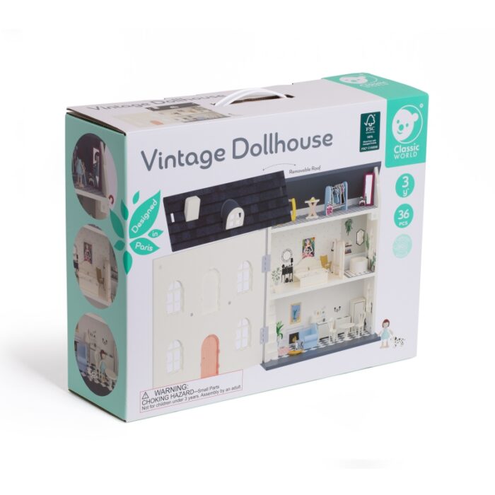 CLASSIC WORLD Drewniany Domek dla Lalek Vintage - obrazek 8