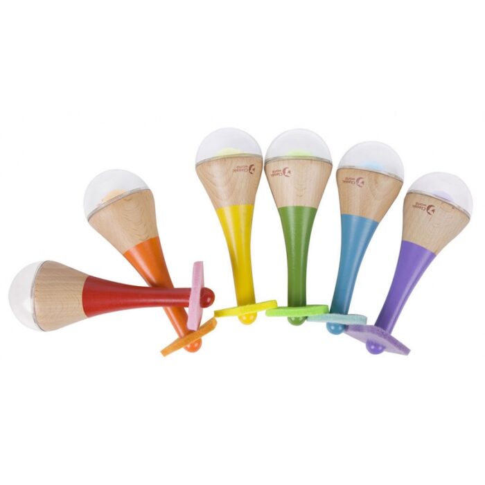 CLASSIC WORLD Grzechotka 2w1 Drewniany Instrument Tęczowy Marakas 1 szt. - obrazek 5