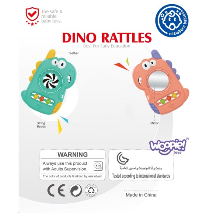 WOOPIE BABY Zabawka Sensoryczna Gryzak Lusterko Dino - obrazek 10