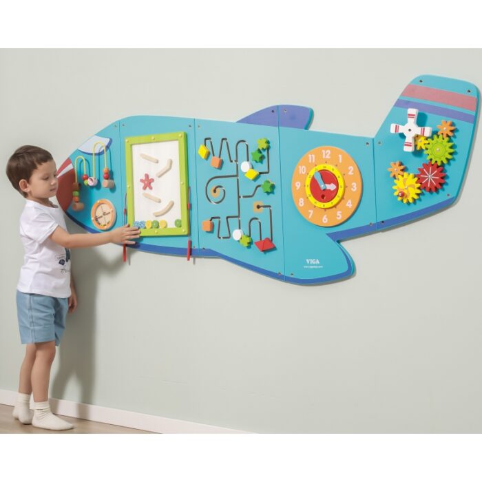 VIGA Drewniana Tablica Sensoryczna Manipulacyjna Samolot Certyfikat FSC Montessori - obrazek 3