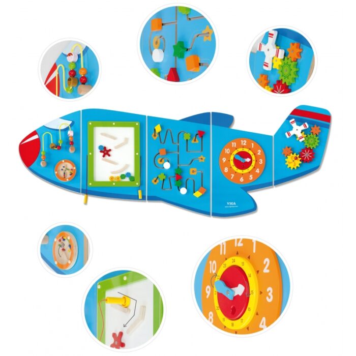 VIGA Drewniana Tablica Sensoryczna Manipulacyjna Samolot Certyfikat FSC Montessori - obrazek 7