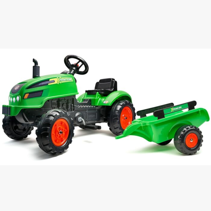 FALK Traktorek X Tractor Zielony z Przyczepką Klakson od 2 Lat - obrazek 5