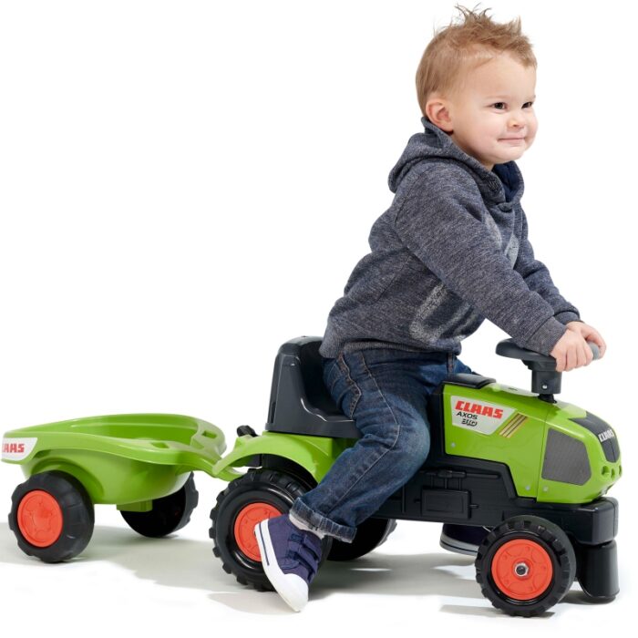 FALK Traktorek Baby Claas Axos 310 Zielony z Przyczepką od 1 roku - obrazek 5