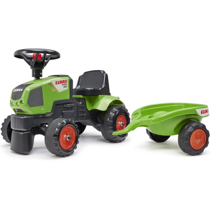 FALK Traktorek Baby Claas Axos 310 Zielony z Przyczepką od 1 roku - obrazek 6