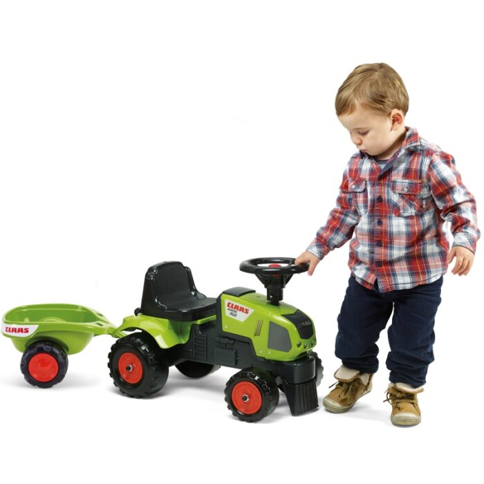FALK Traktorek Baby Claas Axos 310 Zielony z Przyczepką od 1 roku - obrazek 7
