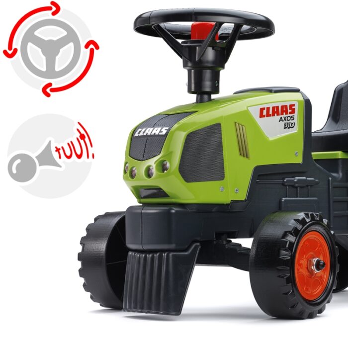 FALK Traktorek Baby Claas Axos 310 Zielony z Przyczepką od 1 roku - obrazek 8