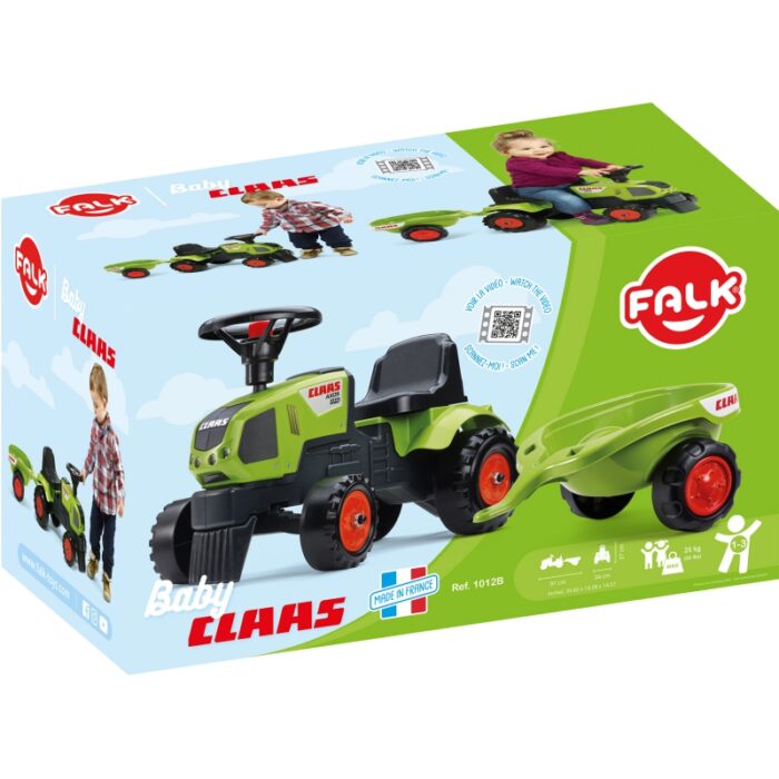 FALK Traktorek Baby Claas Axos 310 Zielony z Przyczepką od 1 roku - obrazek 10