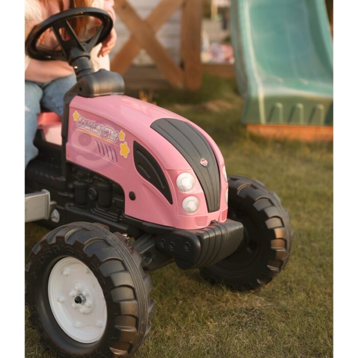 FALK Traktor Country Star Różowy na Pedały + Przyczepka i Klakson od 2 Lat. - obrazek 4