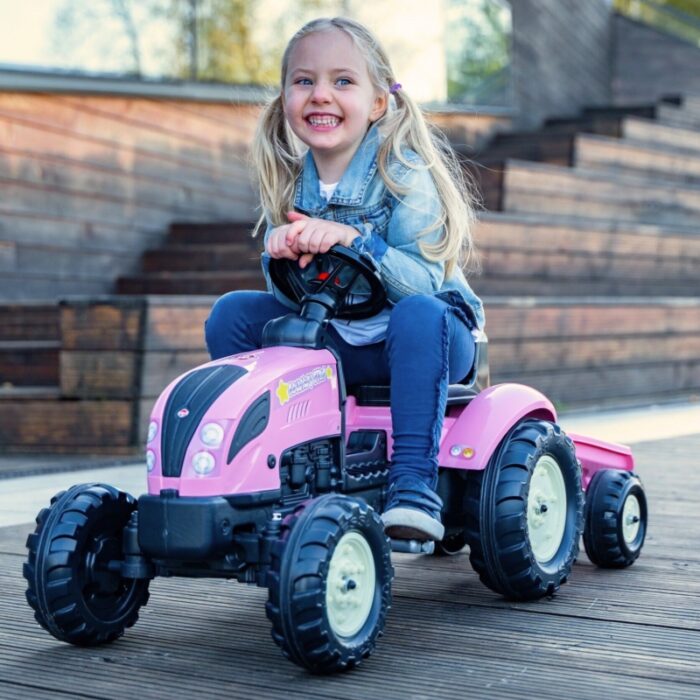 FALK Traktor Country Star Różowy na Pedały + Przyczepka i Klakson od 2 Lat. - obrazek 10