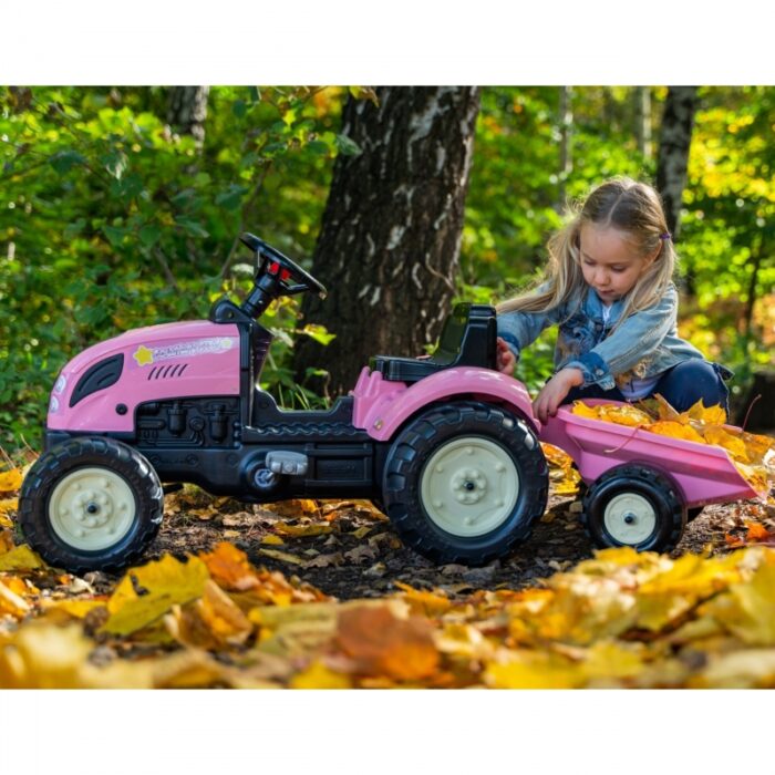 FALK Traktor Country Star Różowy na Pedały + Przyczepka i Klakson od 2 Lat. - obrazek 12