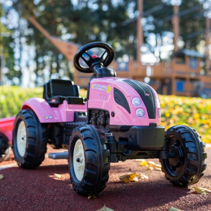 FALK Traktor Country Star Różowy na Pedały + Przyczepka i Klakson od 2 Lat. - obrazek 13