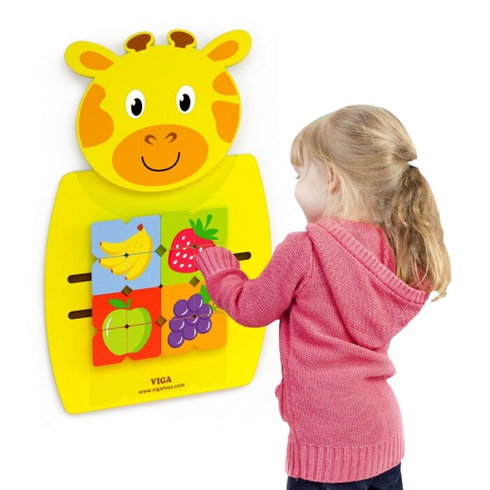 VIGA Drewniana Tablica Manipulacyjna Żyrafka Certyfikat FSC Montessori - obrazek 2