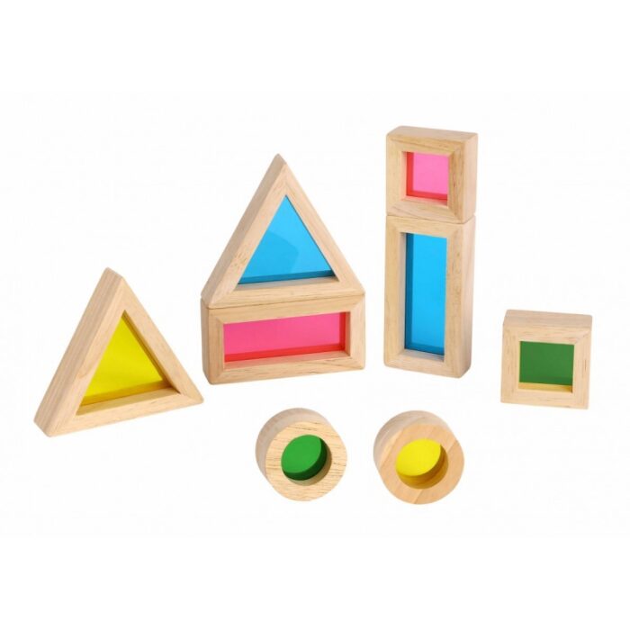 TOOKY TOY Drewniane Kolorowe Klocki Lustra Zestaw 8 el. FSC - obrazek 3
