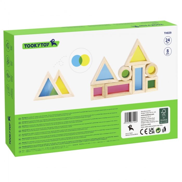 TOOKY TOY Drewniane Kolorowe Klocki Lustra Zestaw 8 el. FSC - obrazek 9