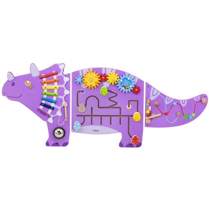 VIGA Drewniana Tablica Sensoryczna-Manipulacyjna EDU Triceratops - obrazek 2