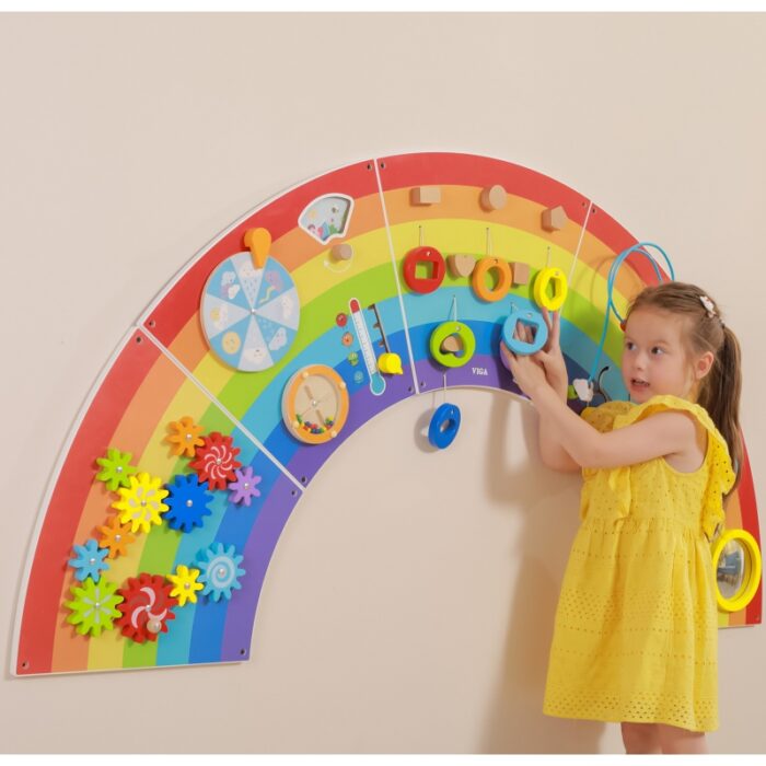 VIGA Drewniana Tablica Sensoryczno-Manipulacyjna EDU Tęcza Certyfikat FSC - obrazek 3