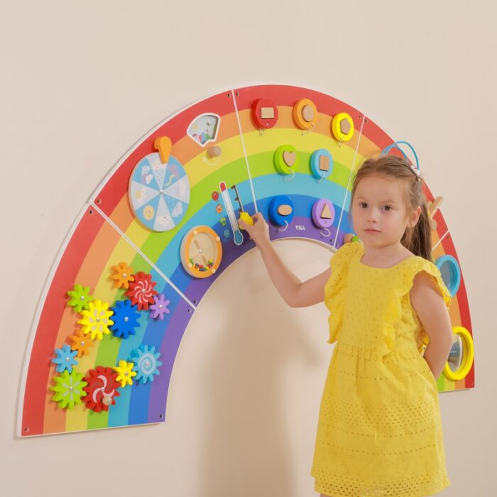 VIGA Drewniana Tablica Sensoryczno-Manipulacyjna EDU Tęcza Certyfikat FSC - obrazek 7