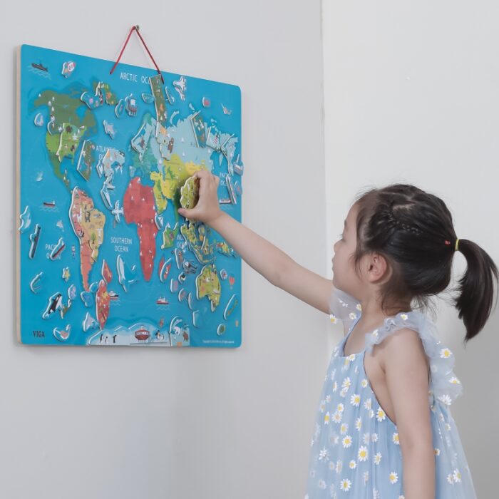 Viga 2w1 Tablica Edukacyjna z Magnetyczną Mapą Świata Montessori - obrazek 6