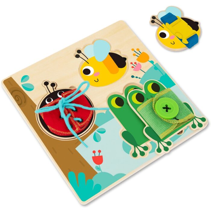Tooky Toy Drewniana Tablica Edukacyjna Sorter Trening Ćwiczenia Sznurek Guzik Klamerka - obrazek 2
