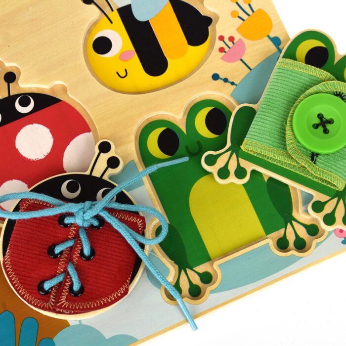 Tooky Toy Drewniana Tablica Edukacyjna Sorter Trening Ćwiczenia Sznurek Guzik Klamerka - obrazek 4