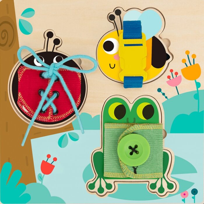 Tooky Toy Drewniana Tablica Edukacyjna Sorter Trening Ćwiczenia Sznurek Guzik Klamerka - obrazek 5
