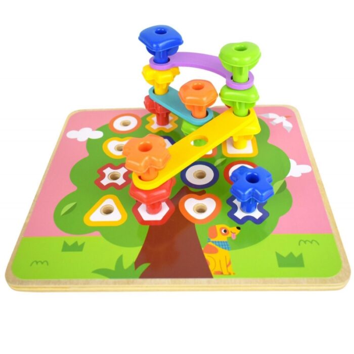 TOOKY TOY Wielofunkcyjna Tablica Zestaw Kolorowych Śrubek Nauka Kształtów - obrazek 4