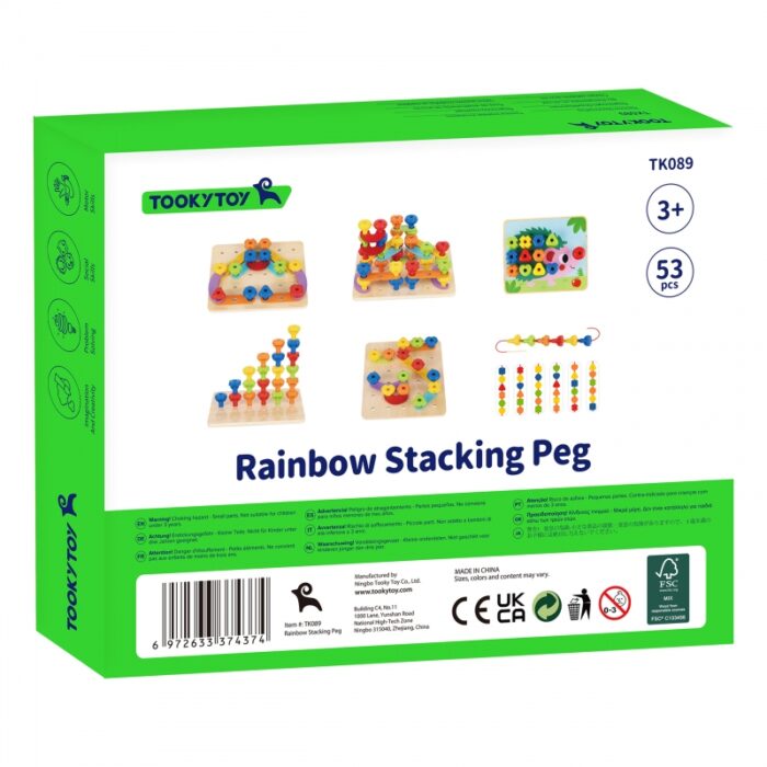 TOOKY TOY Wielofunkcyjna Tablica Zestaw Kolorowych Śrubek Nauka Kształtów - obrazek 7
