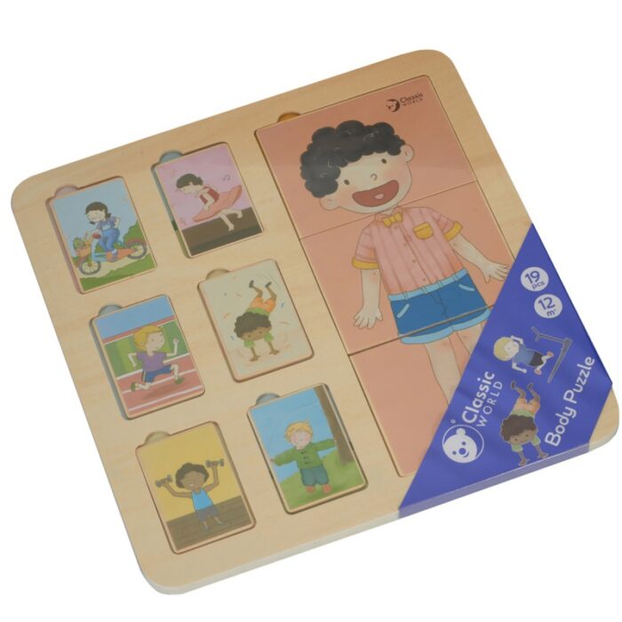 CLASSIC WORLD Tablica Edukacyjna Ciało Ludzkie Układanka Klocki Puzzle dla Dzieci Dopasuj MONTESSORI 19 el. - obrazek 8