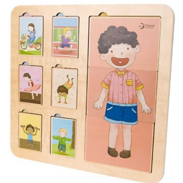 CLASSIC WORLD Tablica Edukacyjna Ciało Ludzkie Układanka Klocki Puzzle dla Dzieci Dopasuj MONTESSORI 19 el. - obrazek 10