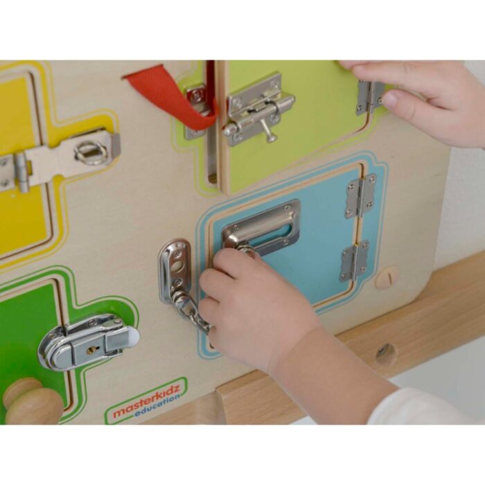 MASTERKIDZ Nauka Otwierania i Zamykania Zamków Ścienna Tablica Manipulacyjna - obrazek 5