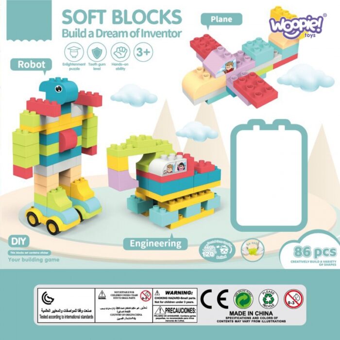 WOOPIE Duże Klocki Konstrukcyjne Edukacyjne dla Dzieci 86 el. - Wyparzanie w 120 stopniach - obrazek 6