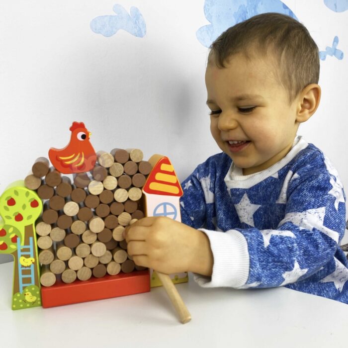 TOOKY TOY Gra Zręcznościowa Spadająca Kura Drewniana Farma - obrazek 3