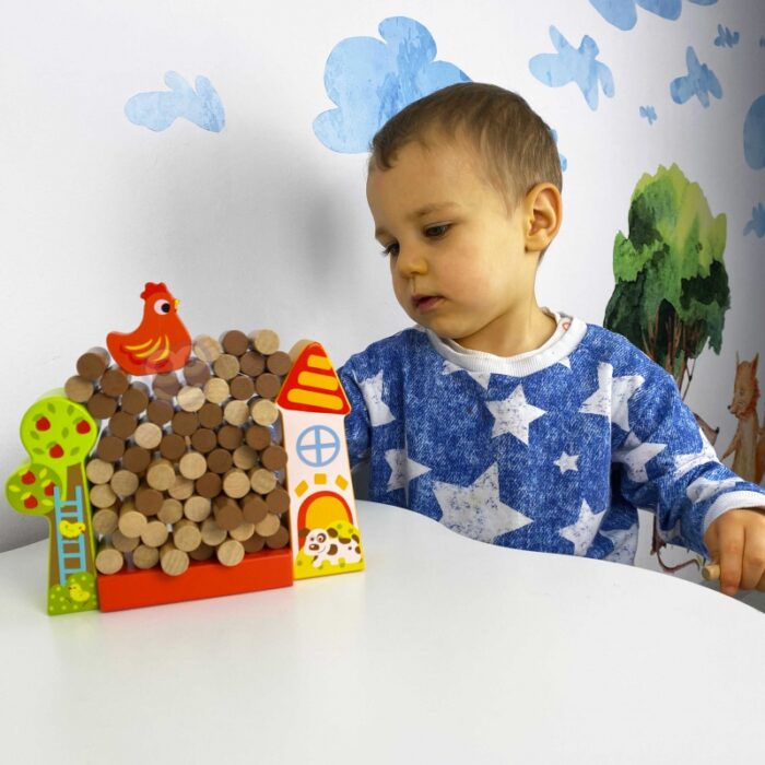 TOOKY TOY Gra Zręcznościowa Spadająca Kura Drewniana Farma - obrazek 4