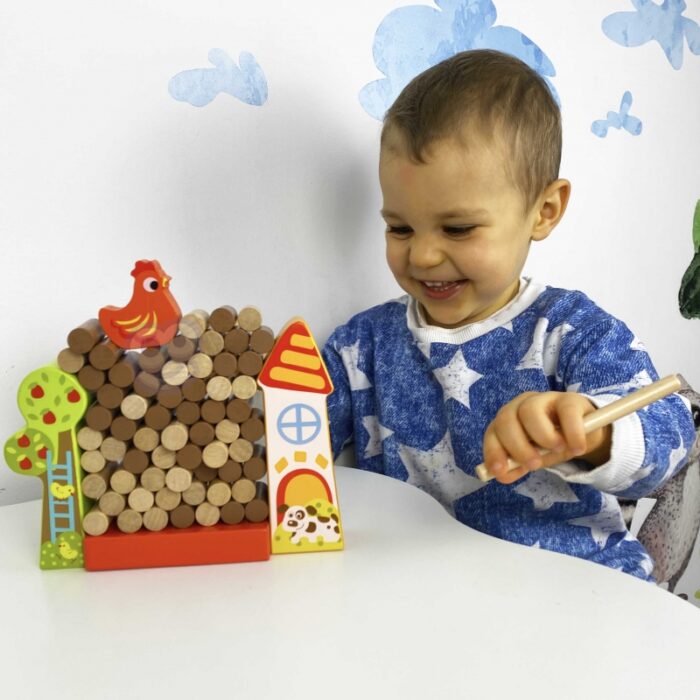 TOOKY TOY Gra Zręcznościowa Spadająca Kura Drewniana Farma - obrazek 5