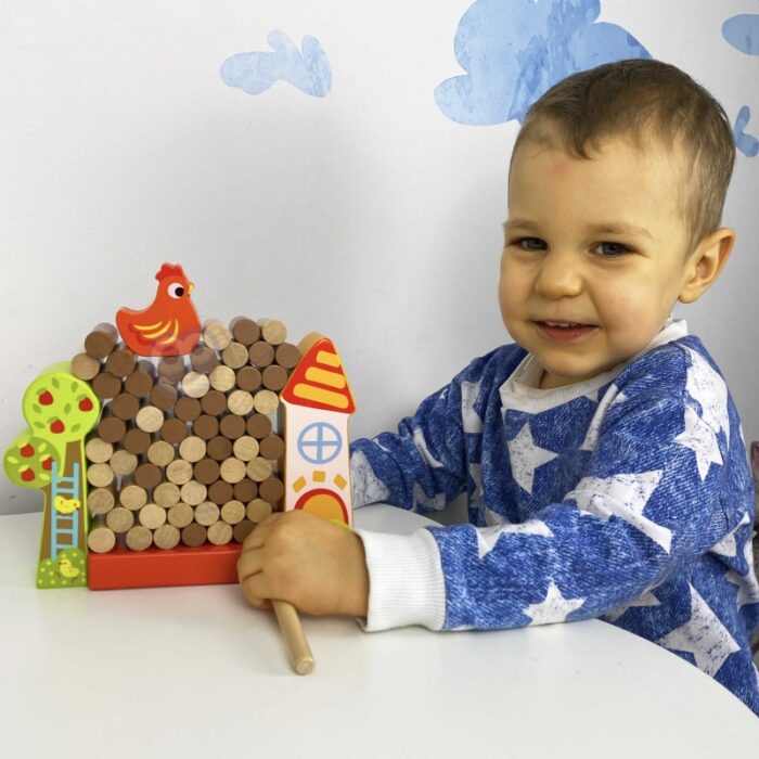 TOOKY TOY Gra Zręcznościowa Spadająca Kura Drewniana Farma - obrazek 6