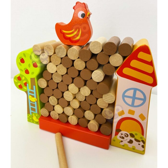 TOOKY TOY Gra Zręcznościowa Spadająca Kura Drewniana Farma - obrazek 8