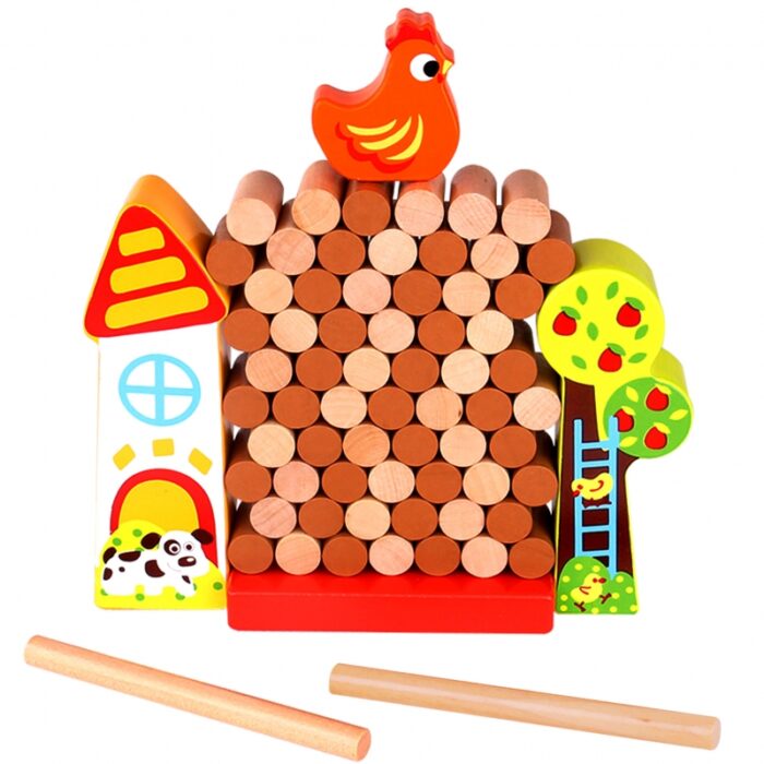 TOOKY TOY Gra Zręcznościowa Spadająca Kura Drewniana Farma - obrazek 12