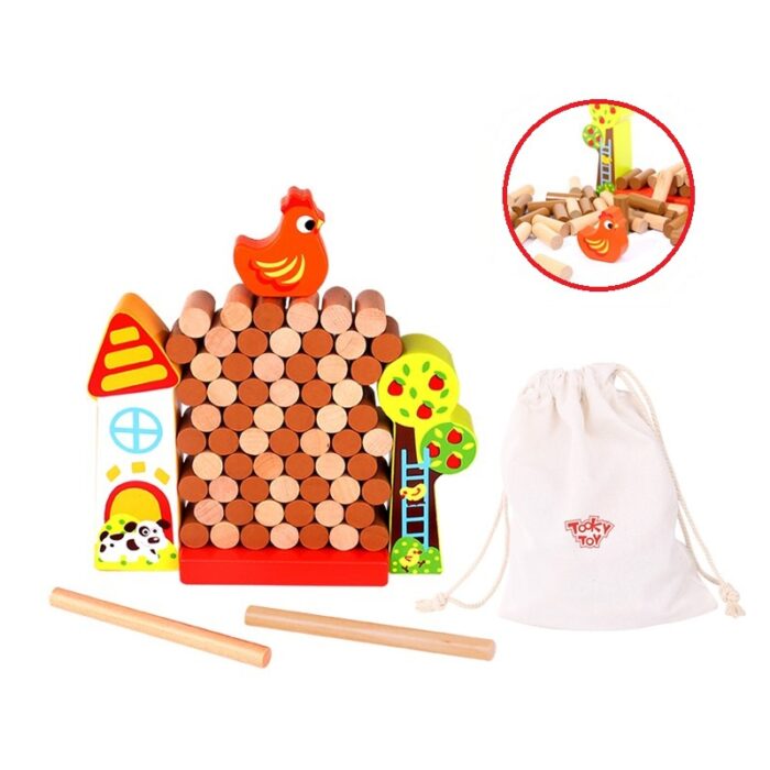 TOOKY TOY Gra Zręcznościowa Spadająca Kura Drewniana Farma - obrazek 13