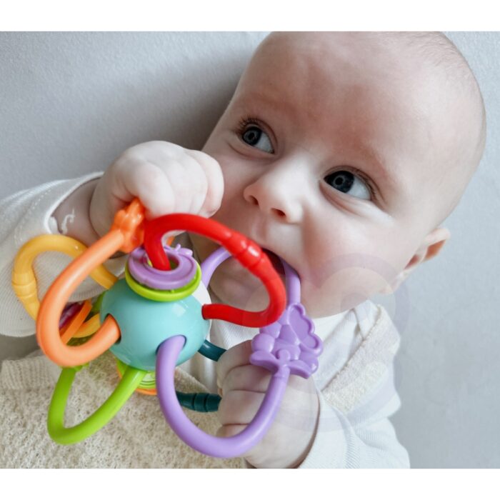 WOOPIE BABY ZABAWKA SENSORYCZNA GRZECHOTKA GRYZAK 2w1 - obrazek 3