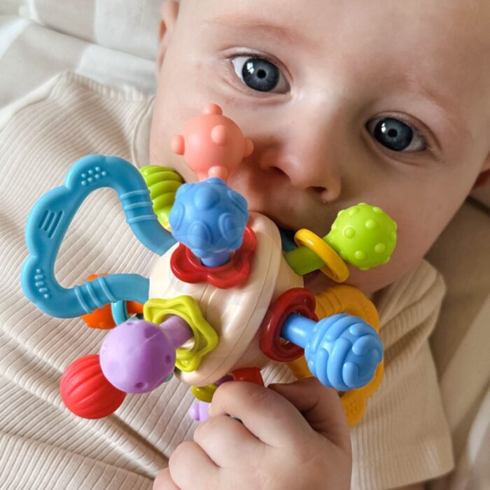 WOOPIE BABY Miękka Grzechotka 2w1 Gryzak Zabawka Sensoryczna dla Niemowląt 0m+ - obrazek 4