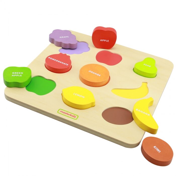 MASTERKIDZ Drewniany Sorter Kształtów Kolorowe Owoce Montessori - obrazek 4