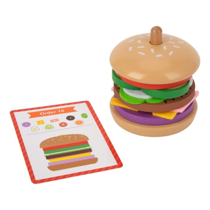 WOOPIE GREEN Drewniany Burger Restauracja Układanka dla Dzieci 15 el. Certyfikat FSC - obrazek 11
